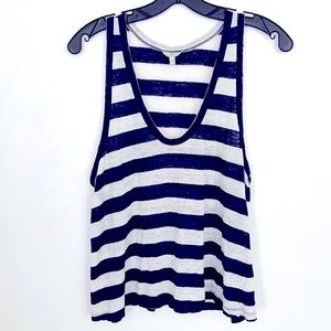 Joie Navy White Stripe Linen cotton Tank Size S